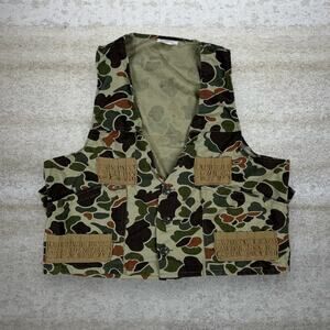 Vintage 90s Duck Vest Mens L Hunting Camo Cotton Button Up Woodland